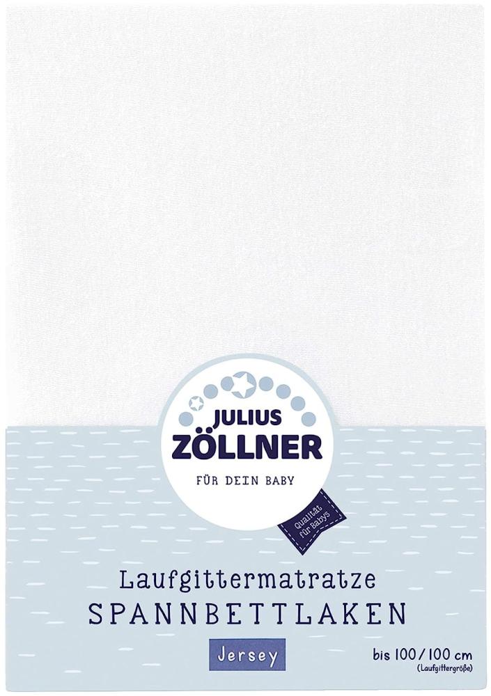 Julius Zöllner Jersey Spanntuch, passend für Laufgittermatratzen 68x90 bis 100x100 cm, weiß Bild 1