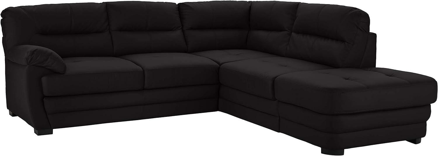 Mivano Ecksofa Royale / Zeitloses Sofa in L-Form mit Ottomane und hohen Rückenlehnen / 246 x 90 x 230 / Lederoptik, schwarz Bild 1