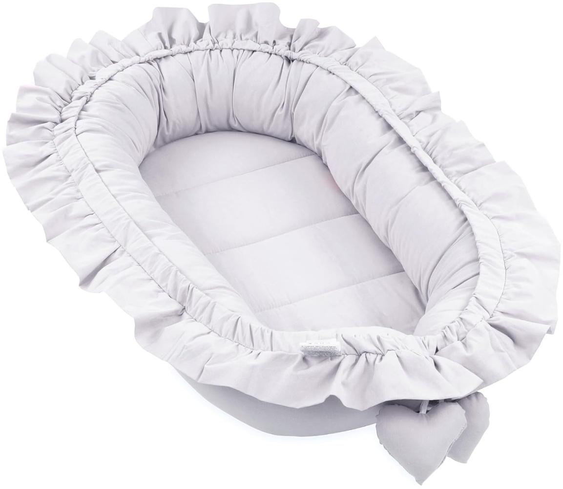 Babynestchen Baumwolle Kuschelnest für Neugeborene 90x50 cm - Baby Nestchen Bett Kokon Baumwolle Gräulich Bild 1