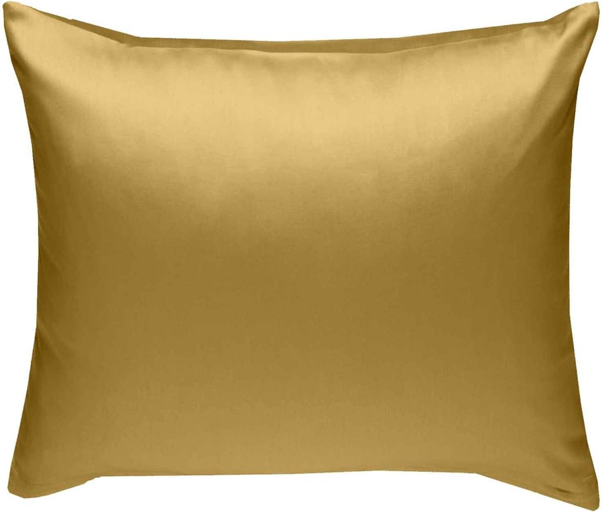 Mako Interlock Jersey Bettwäsche "Ina" uni/einfarbig gold Kissenbezug 80x80 Bild 1
