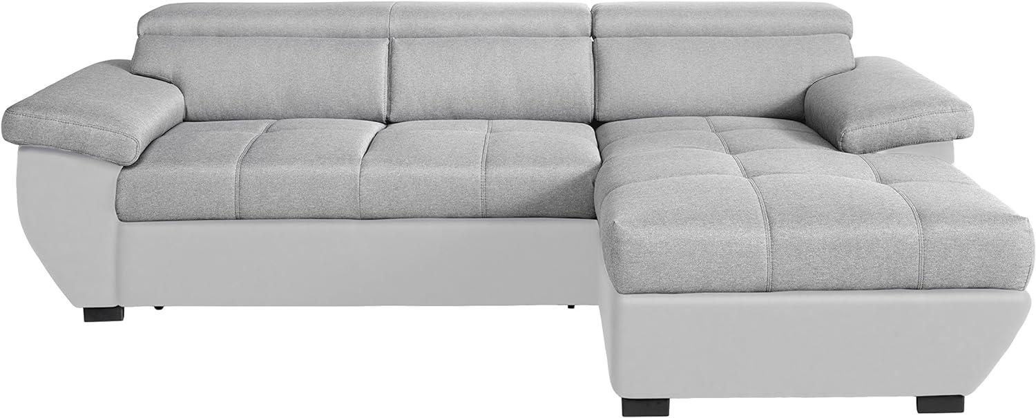 Mivano Schlafsofa Speedway / Moderne Couch in L-Form mit Bett, Bettkasten und verstellbaren Kopfteilen / 267 x 79 x 170 / Zweifarbig: Grau-Hellgrau Bild 1