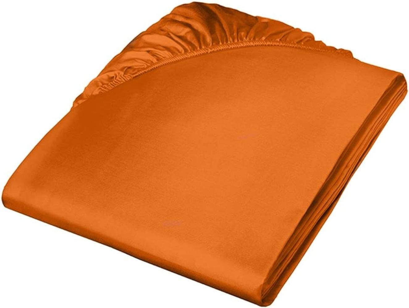 fleuresse Mako Satin Baumwolle Spannbettlaken Colours 100x200 cm Orange Bild 1