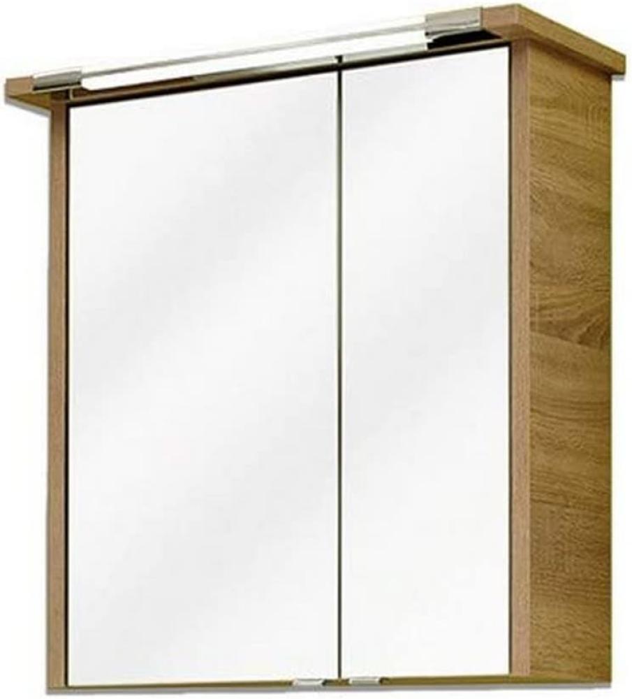 Pelipal 'Quickset 382' Badezimmer-Spiegelschrank mit LED-Beleuchtung, Weiß Hochglanz/Eiche Natur quer Nachbildung, 72 x 65 x 20 cm Bild 1