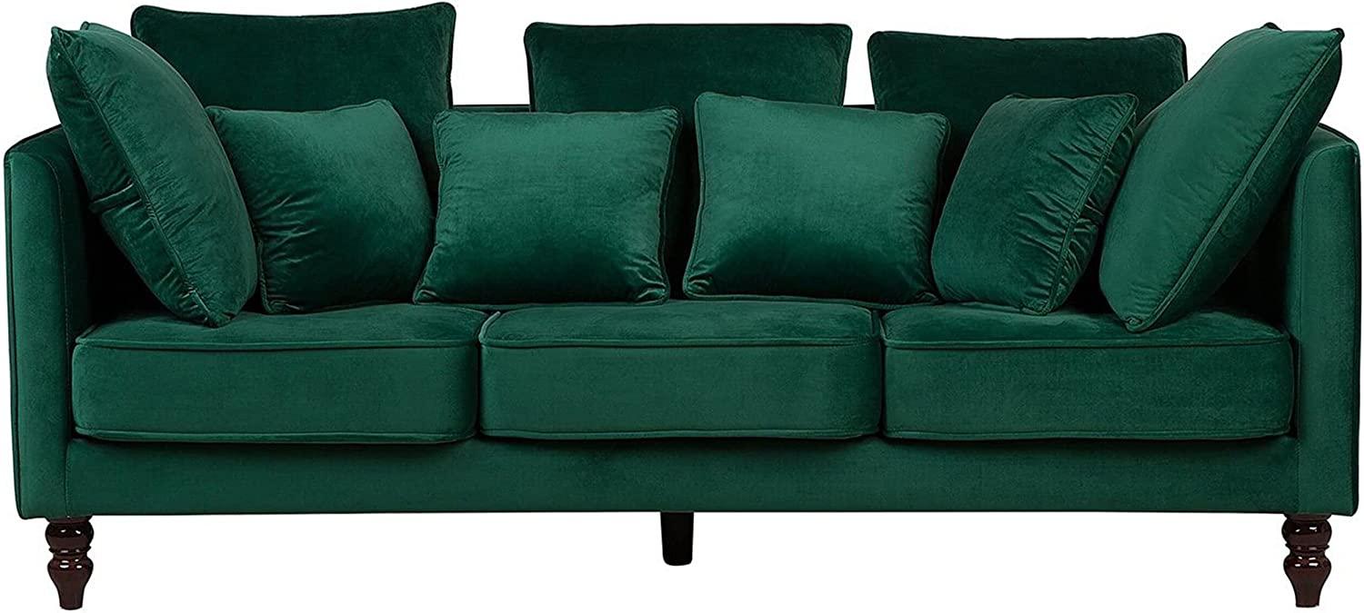 3-Sitzer Sofa Samtstoff grün FENSTAD Bild 1