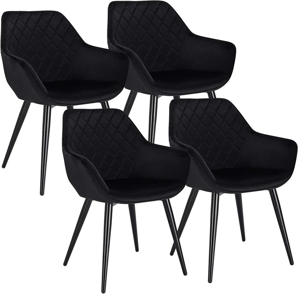 WOLTU Esszimmerstühle BH153sz-4 4er Set Küchenstühle Wohnzimmerstuhl Polsterstuhl Design Stuhl mit Armlehne Schwarz Gestell aus Stahl Samt Bild 1