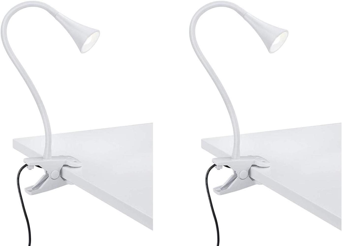 LED Klemmleuchten 2er SET 1 flammig Kunststoff Schwanenhalslampe in Weiß Bild 1