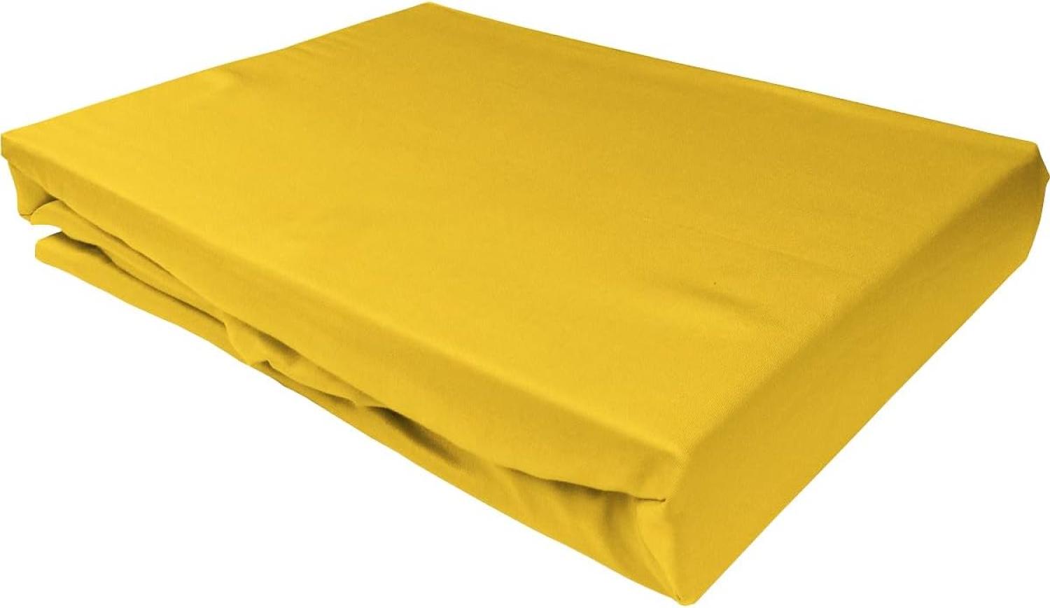 Bettwaesche-mit-Stil Mako-Satin Spannbettlaken gelb 180x200cm Höhe 5-10cm Bild 1