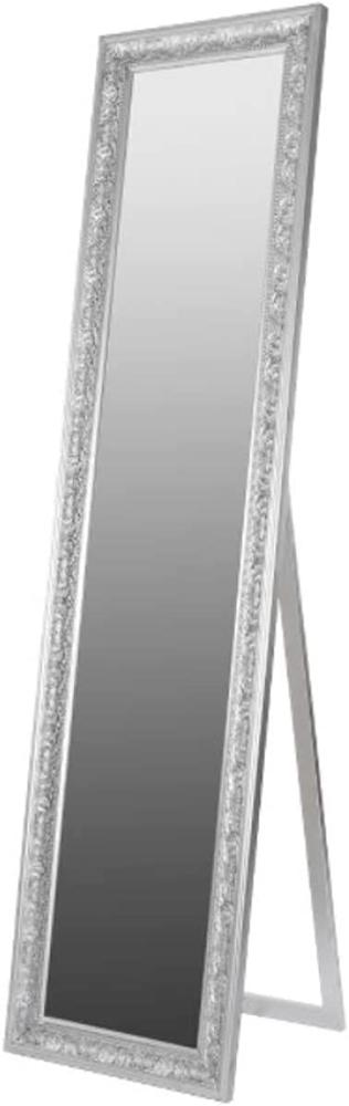 Casa Padrino Barock Standspiegel / Wandspiegel Silber 45 x H. 180 cm - Handgefertigter Spiegel mit Holzrahmen & wunderschönen Verzierungen Bild 1