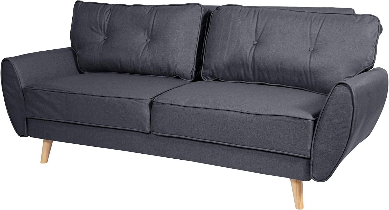 3er-Sofa HWC-J19, Couch Klappsofa Lounge-Sofa, Schlaffunktion 203cm ~ Stoff/Textil anthrazit Bild 1