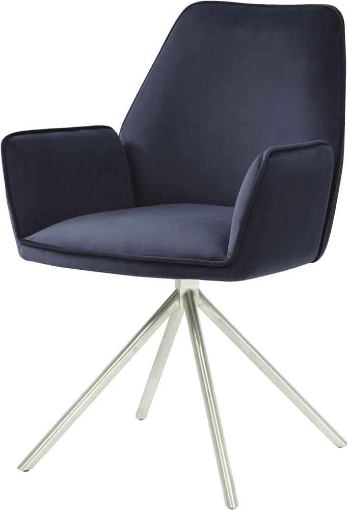 Esszimmerstuhl HWC-G67, Küchenstuhl Stuhl mit Armlehne, drehbar Auto-Position, Samt ~ dunkelgrau, Beine schwarz Bild 1