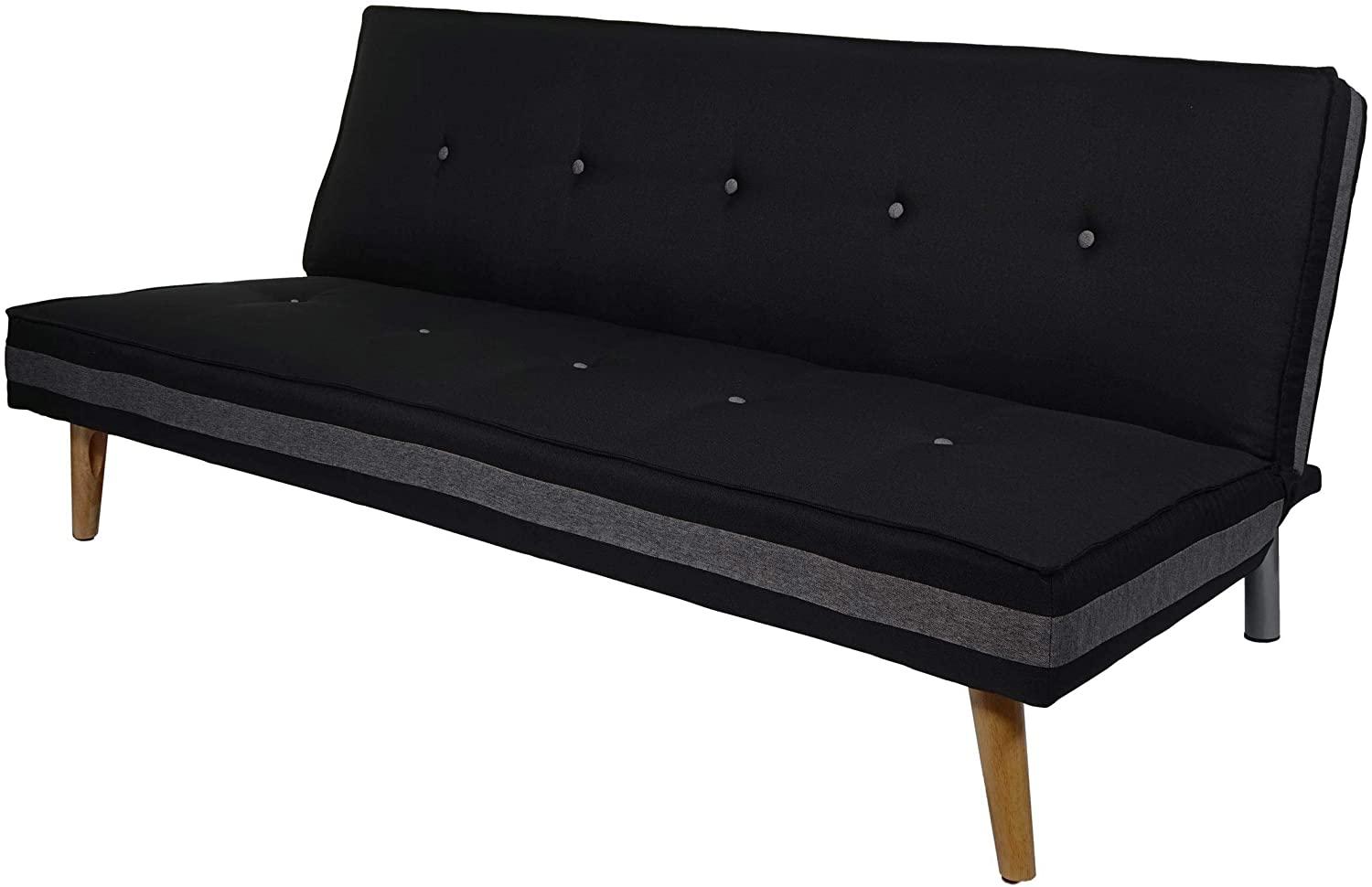 3er-Sofa Herstal, Couch Schlafsofa Gästebett Bettsofa 177cm ~ Textil, schwarz Bild 1