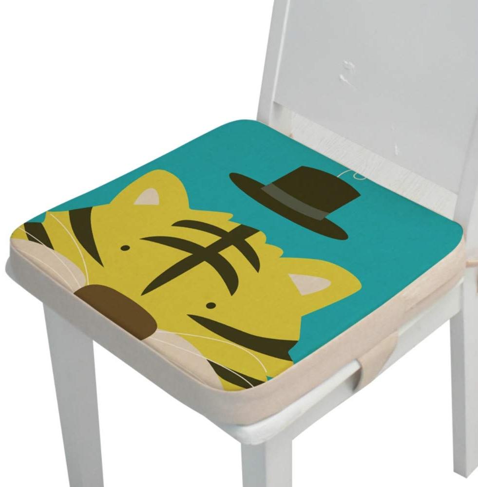 Kinder Sitzkissen Sitzerhöhung Stuhl, Fansu Baby Tragbar Sitzkissen Cartoon Design Quadratische Verstellbar Zerlegbar Kleinkinder Esszimmerstuhl ErhöHen Pad Esszimmer Boostersitze (Tiger,40*40*5cm) Bild 1