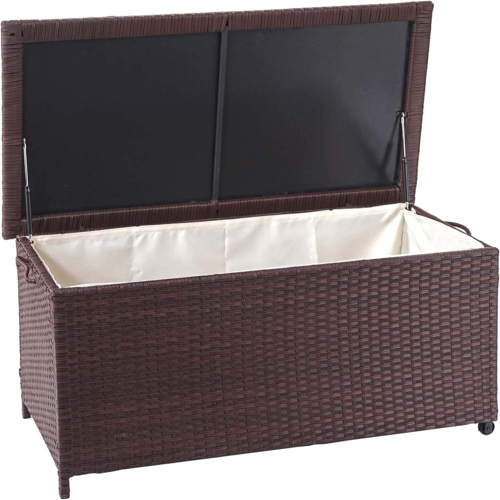 Poly-Rattan Kissenbox HWC-D88, Gartentruhe Auflagenbox Truhe ~ Premium braun, 51x100x50cm 170l Bild 1