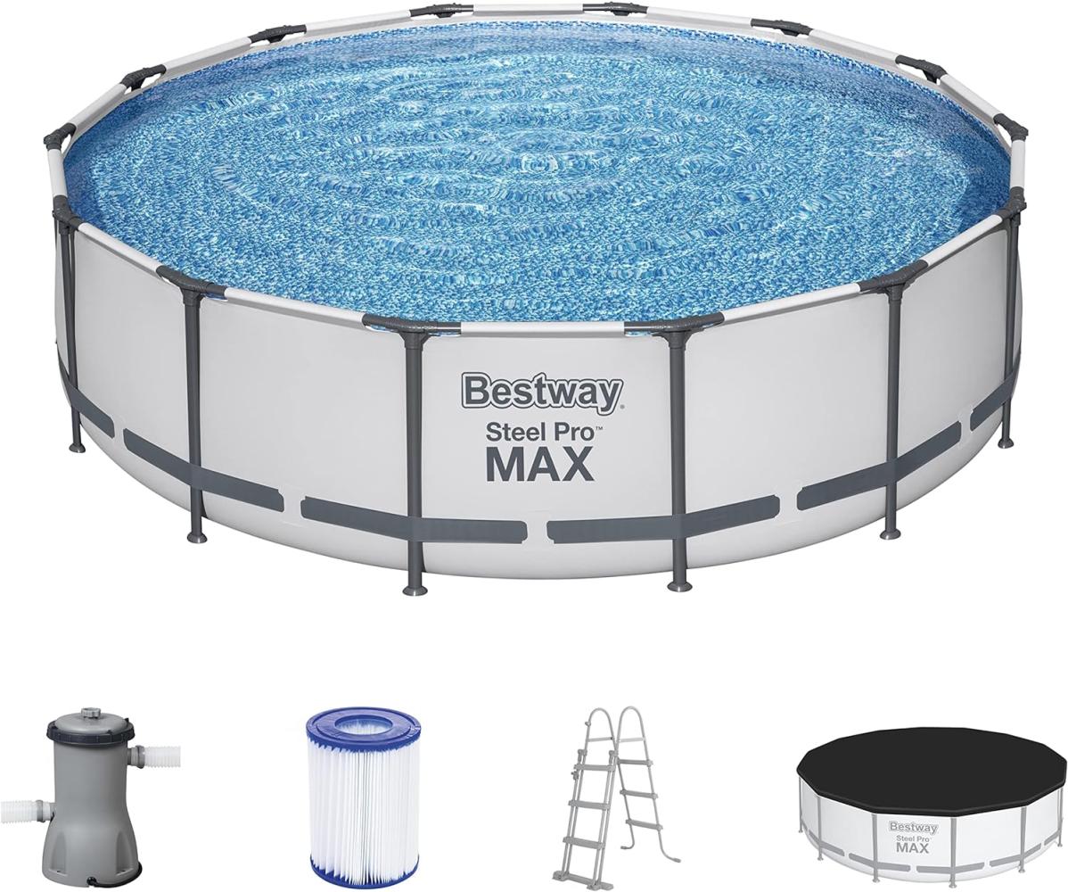 Steel Pro MAX™ Frame Pool Komplett-Set mit Filterpumpe Ø 427 x 107 cm, lichtgrau, rund Bild 1