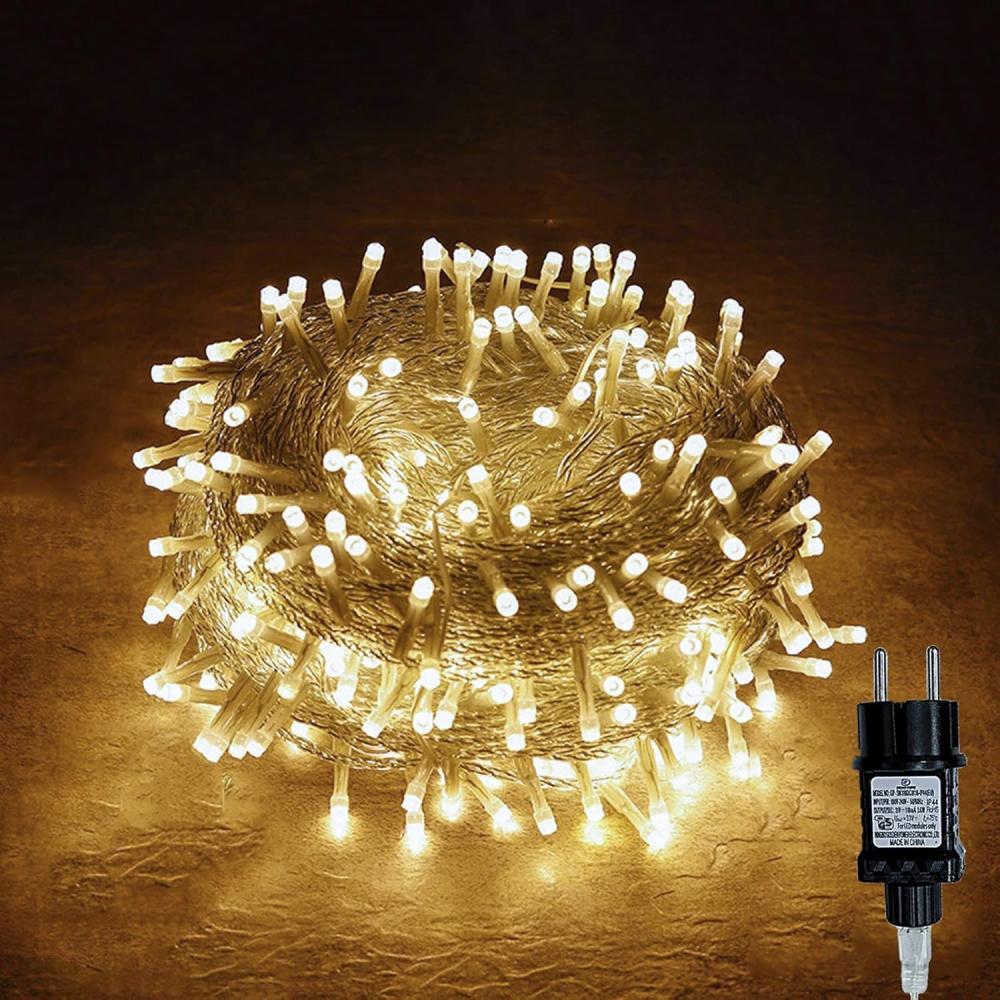 Gresonic 100/200/300/400er Led Lichterkette Strombetrieben mit Stecker Außen und Innen für Hochzeit Weihnachten Party Warmweiß (Warmweiss, 100LED) Bild 1