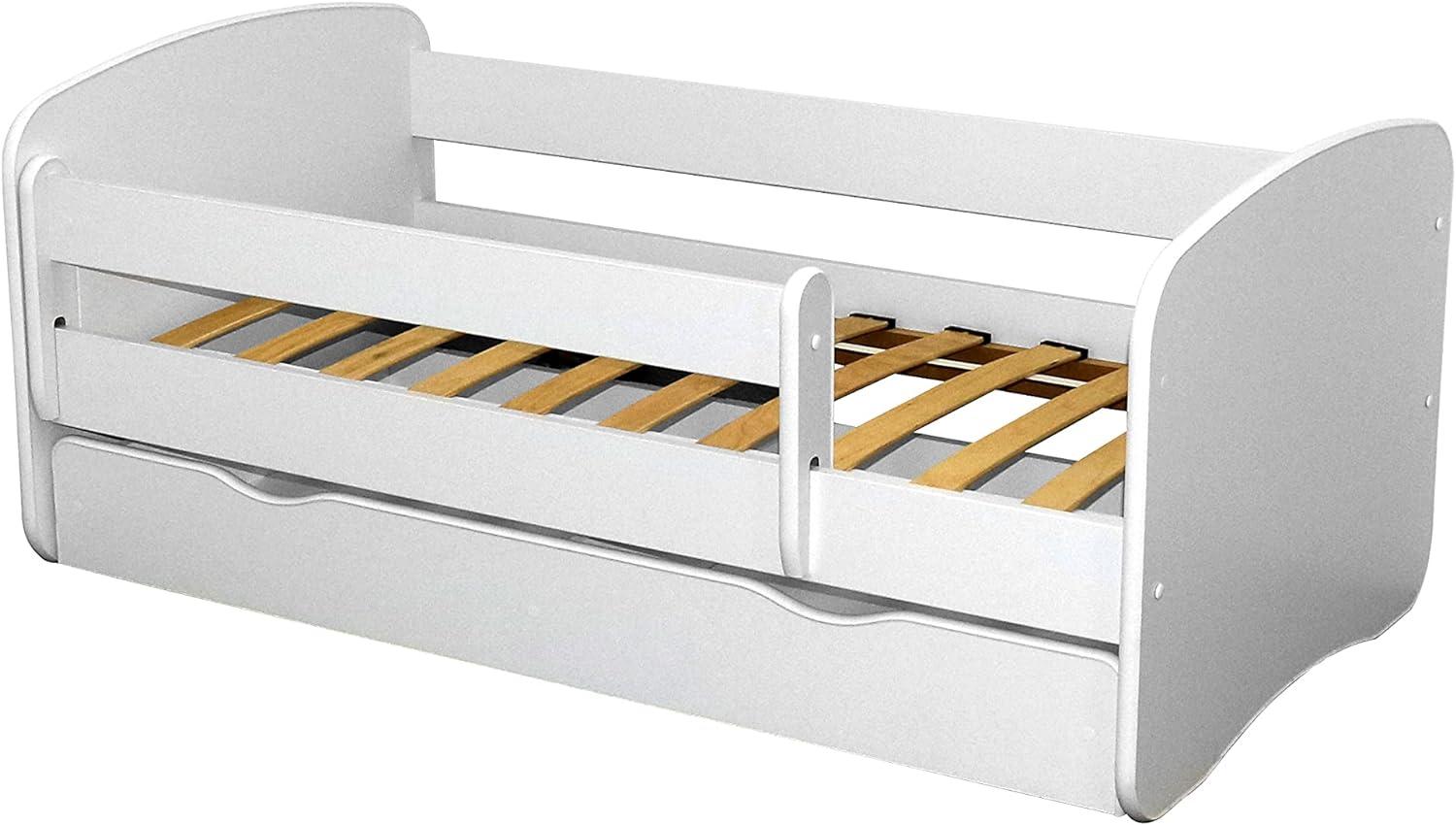 Bubema Kinderbett Belfino mit Rausfallschutz und Schubkasten, inkl. Lattenrost, verschiedene Größen : weiß : 70 x 140 cm Bild 1