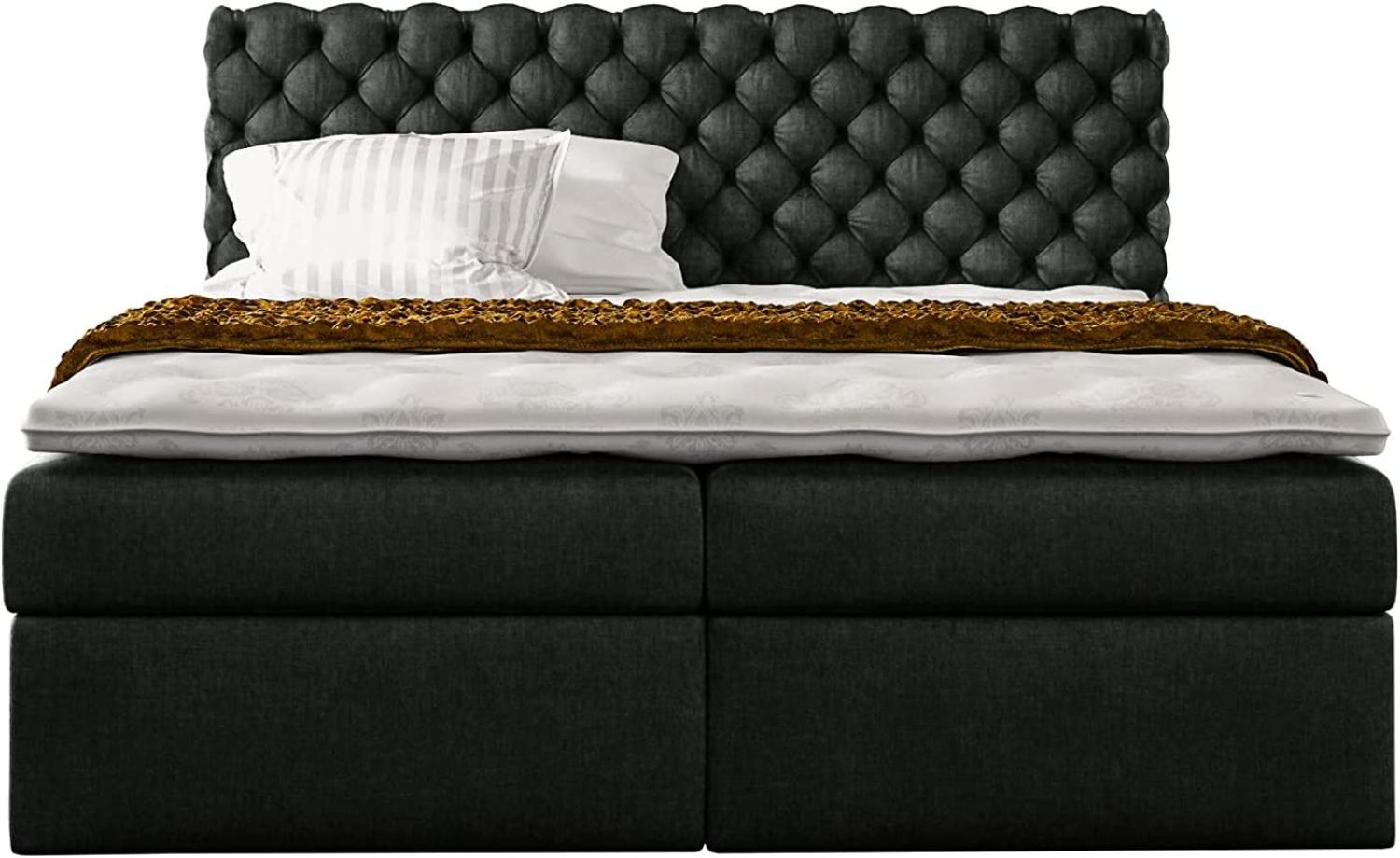 Stylefy 'Alviero' Boxspringbett, Strukturstoff Inari Schwarz 180 x 200 cm Bild 1