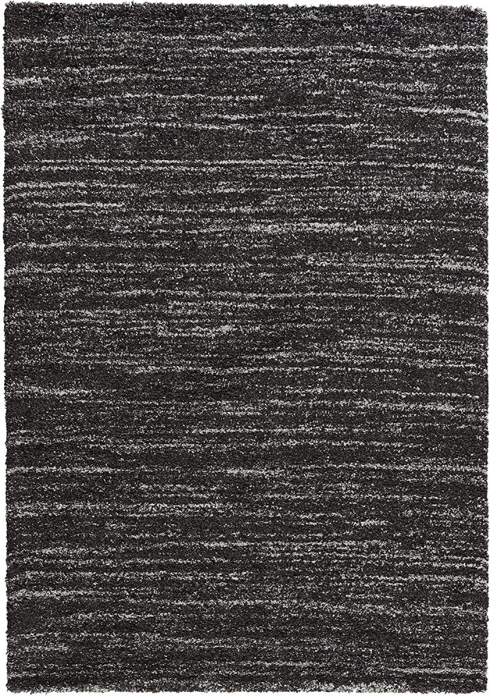 Hochflor Teppich Delight schwarz grau meliert - 80x150x3cm Bild 1