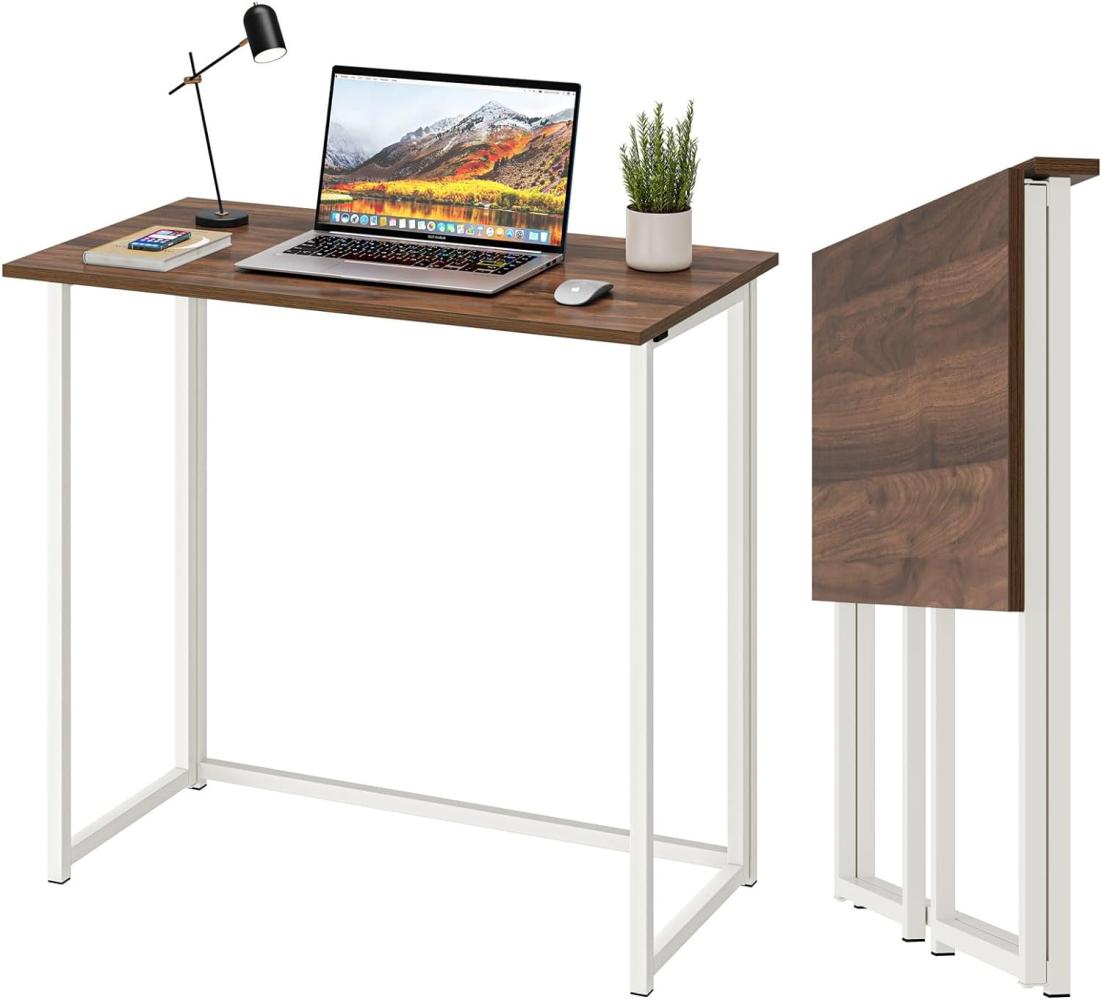 Dripex Faltbar Tisch Schreibtisch Computertisch für Homeoffice Arbeitszimmer Klappbar PC Tisch (Braun) Bild 1