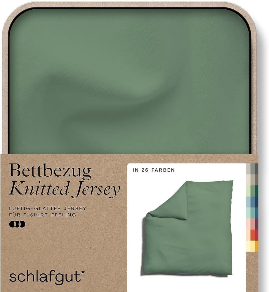Schlafgut Knitted Jersey Bettwäsche | Bettbezug einzeln 240x220 cm | green-mid Bild 1