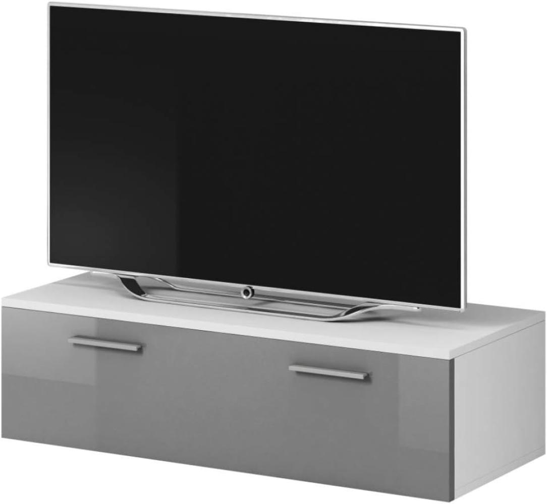 E-Com TV-Schrank „Boston“, Korpus: matt-weiß/Front: grau, Hochglanz (100 cm) Bild 1
