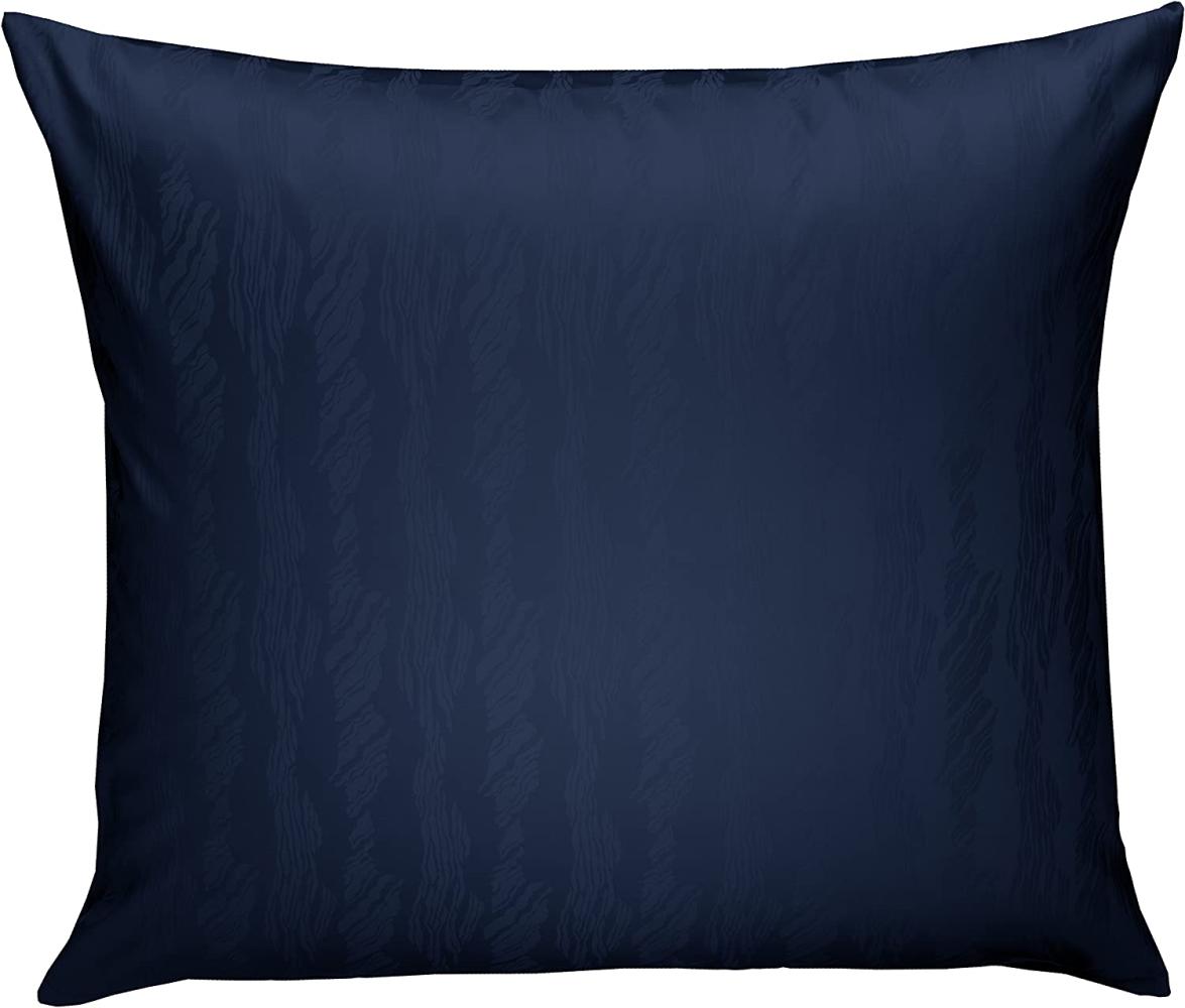 Bettwaesche-mit-Stil Mako Satin Damast Bettwäsche Waves Dunkel Blau Kissenbezug 40x40cm Bild 1