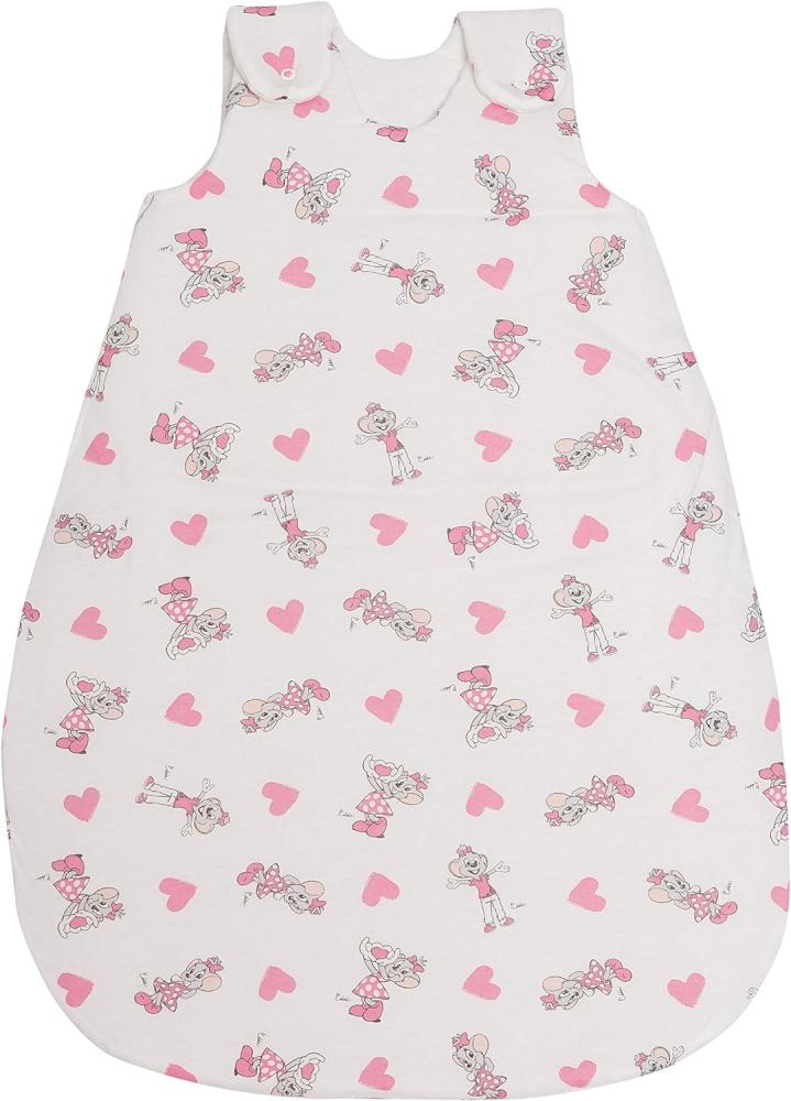 pic Bear Premium Babyschlafsack aus Jersey-Baumwolle – Atmungsaktiv, Mitwachsend und für Ganzjahres-Nutzung mit verstellbaren Größen 86/92 Edda Herzen rosa Bild 1