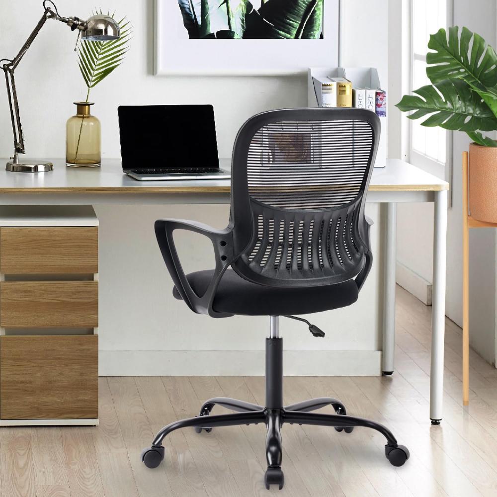 DUMOS Bürostuhl Ergonomisch Schreibtischstuhl mit Lendenwirbelstütze Verstellbaren Armlehnen Drehstuhl Höhenverstellbarer Office Chair Bürostühle Geeignet für Büro und Schlafzimmer Schwarz… Bild 1