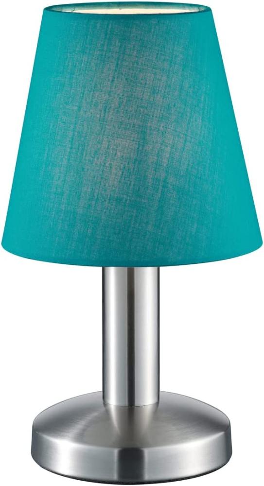 Tischlampe Stoff Lampenschirm Türkis mit Touchfunktion LED dimmbar 24 cm Bild 1