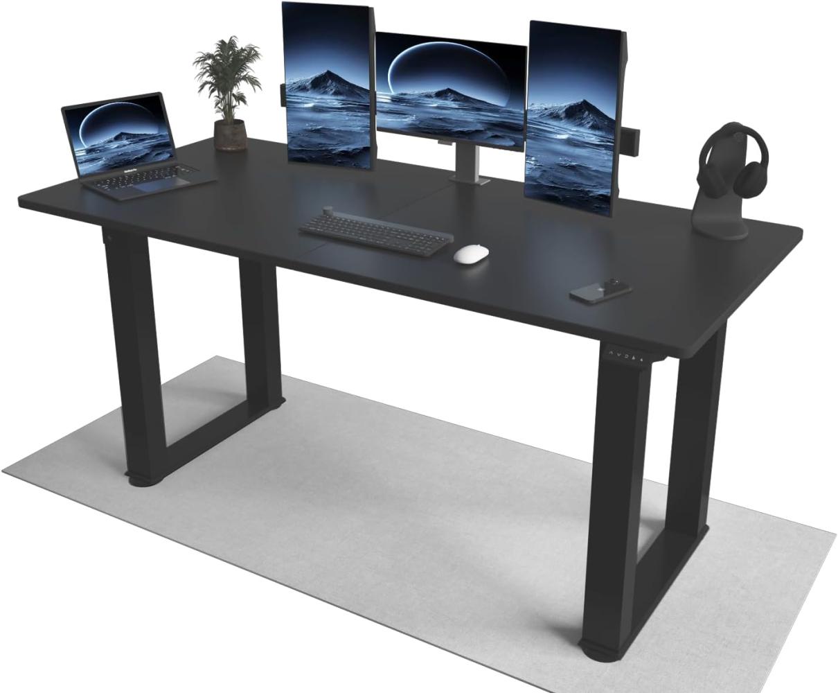 JUMMICO Höhenverstellbarer Schreibtisch 160x75cm mit 4 Beinen, 2 Starken Motoren für Super Stabilität, Große Schreibtisch Höhenverstellbar Elektrisch Ergonomischer Computertisch Steh-Sitztisch,Schwarz Bild 1