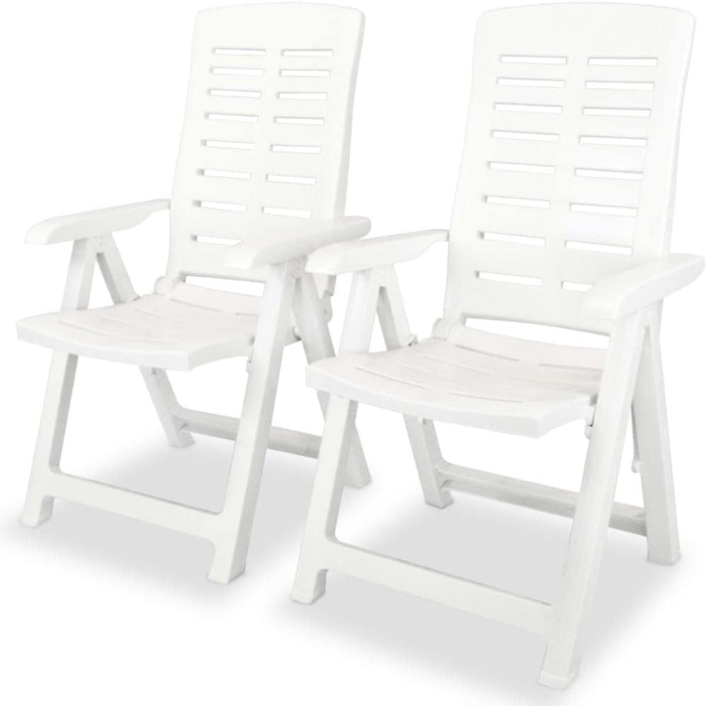 vidaXL Verstellbare Gartenstühle 2 Stk. Kunststoff Weiß Bild 1