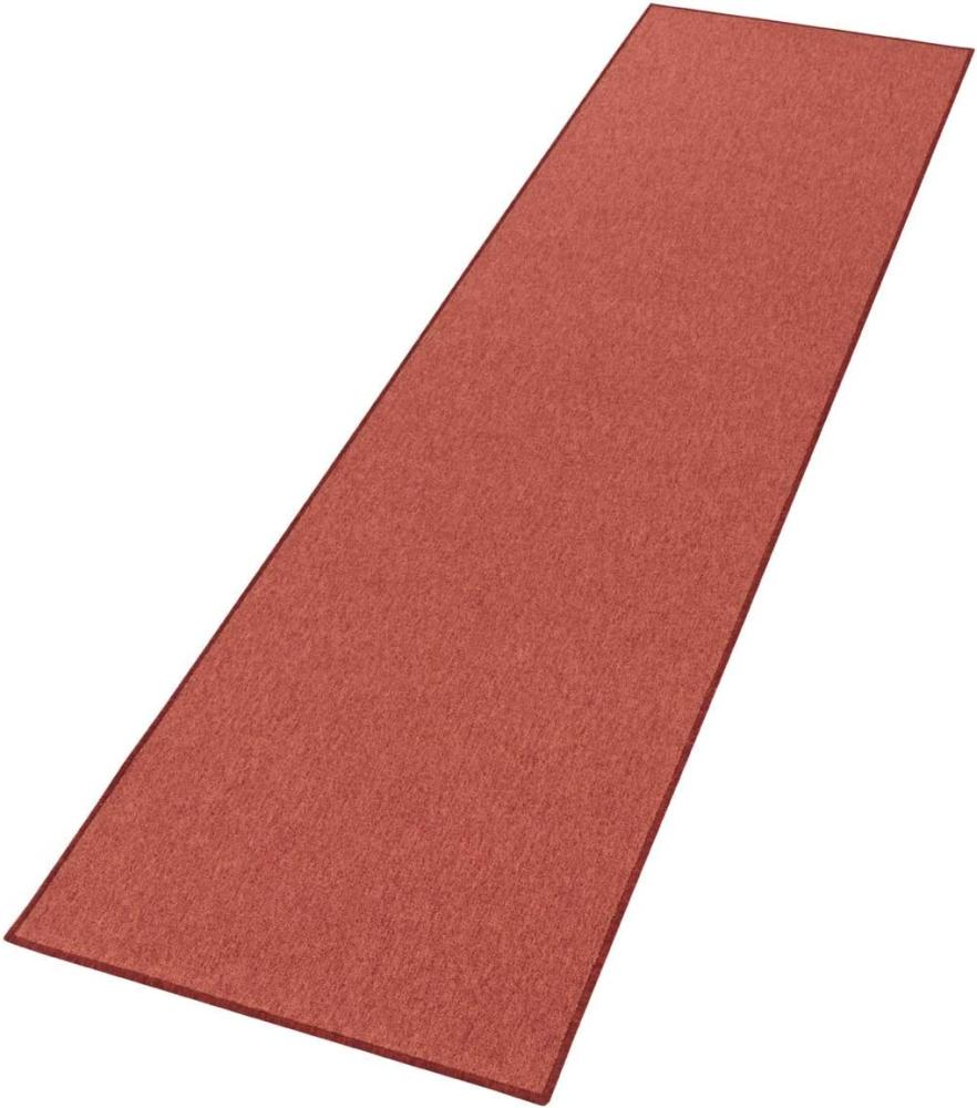 Feinschlingen Teppich Casual Terracotta Uni Meliert - 80x300x0,4cm Bild 1