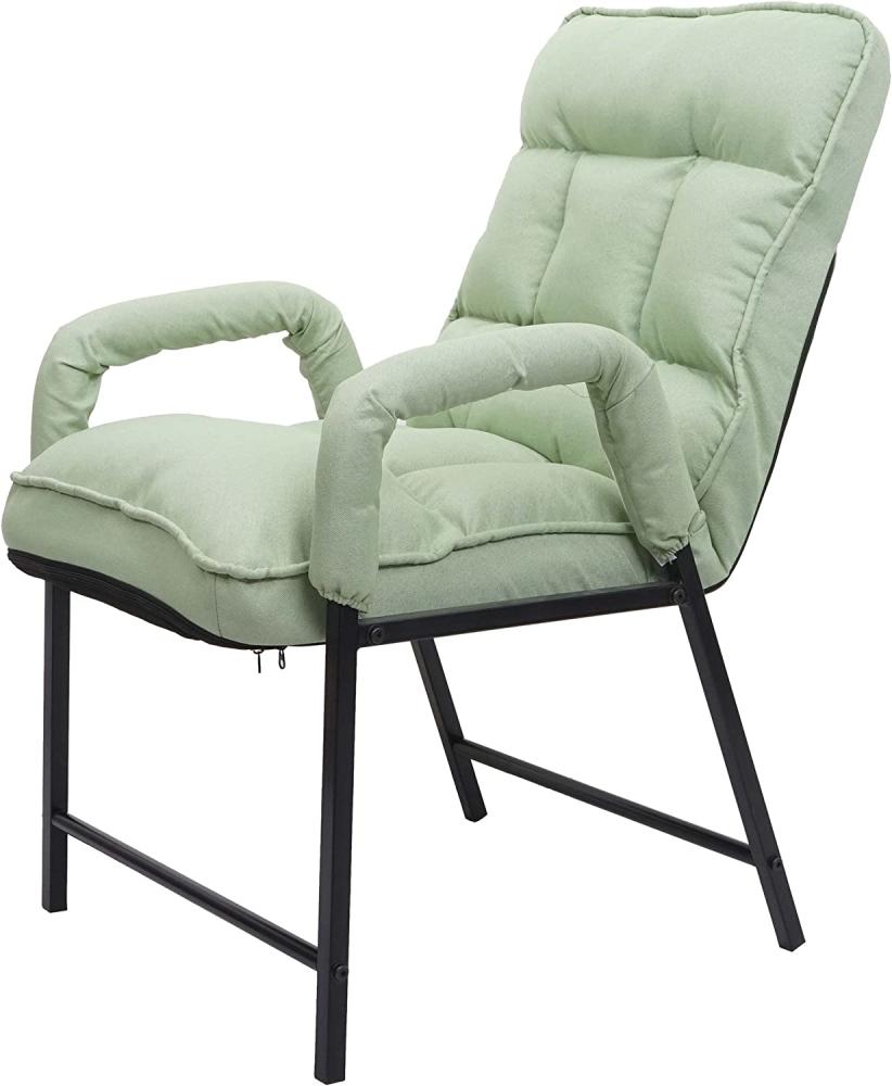 Esszimmerstuhl HWC-K40, Stuhl Polsterstuhl, 160kg belastbar Rückenlehne verstellbar Metall ~ Stoff/Textil mint-grün Bild 1