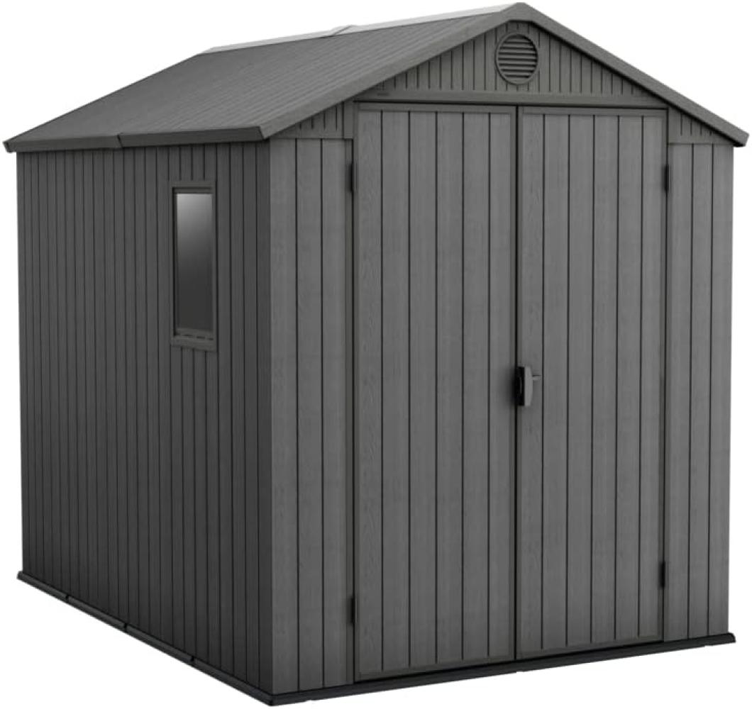 Keter Gerätehaus Darwin 6x8, Grau, Außenmaße 190x244x221cm, wartungsfrei, wetterfest, wasserdicht, mit Unterboden Bild 1