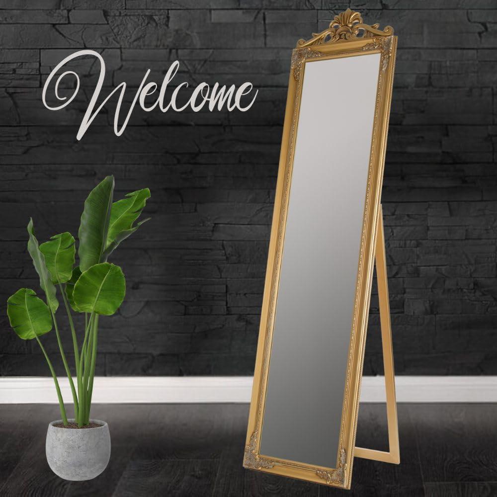 Standspiegel XENAS 180x45cm Gold Ankleidespiegel Ganzkörperspiegel Spiegel Bild 1