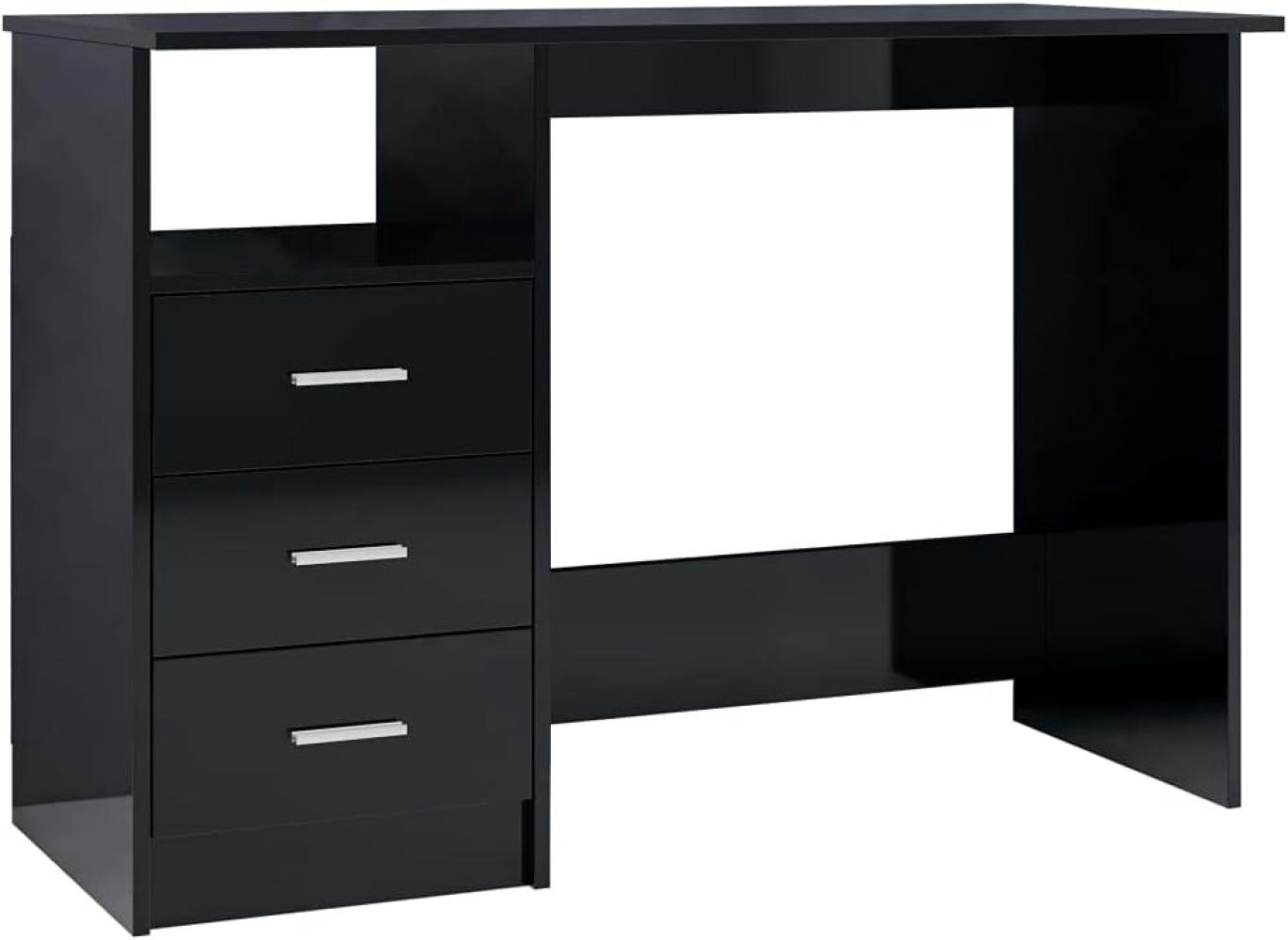 vidaXL Schreibtisch mit Schubladen, Hochglanz-Schwarz, 110 × 50 × 76 cm Bild 1