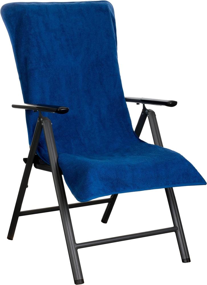 Brandsseller Frottee-Schonbezug für Gartenstuhl und Gartenliege sowie als Strandliegenauflage - aus 100% Baumwolle - ca. 65 x 130 cm (Blau) Bild 1