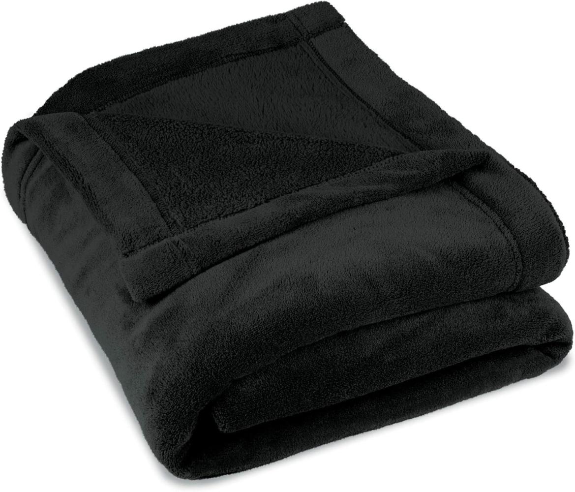 CelinaTex Flauschige Kuscheldecke 150 x 200 cm schwarz Decke Sofa warm Wohndecke weich Mikrofaser Fleece Oeko-TEX Montreal Bild 1