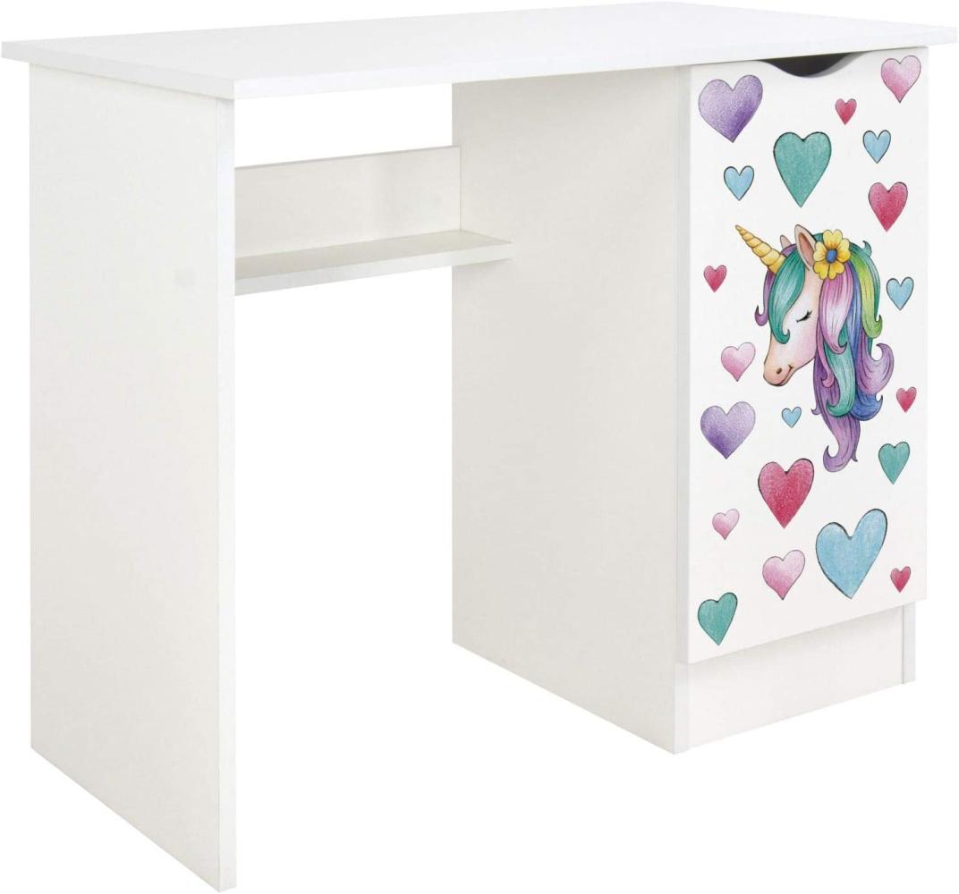 Weiß Kinderschreibtisch - ROMA - Möbel für Kinderzimmer Thema: Unicorn Bild 1