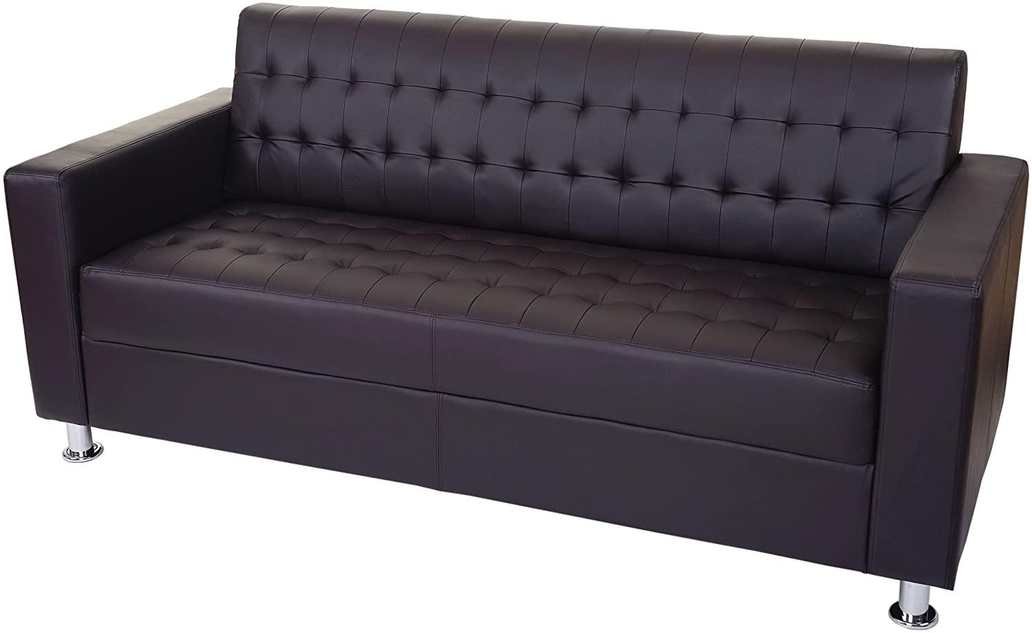 3er Sofa Kunda, Couch Loungesofa, Kunstleder, Metall-Füße 180cm ~ coffee Bild 1