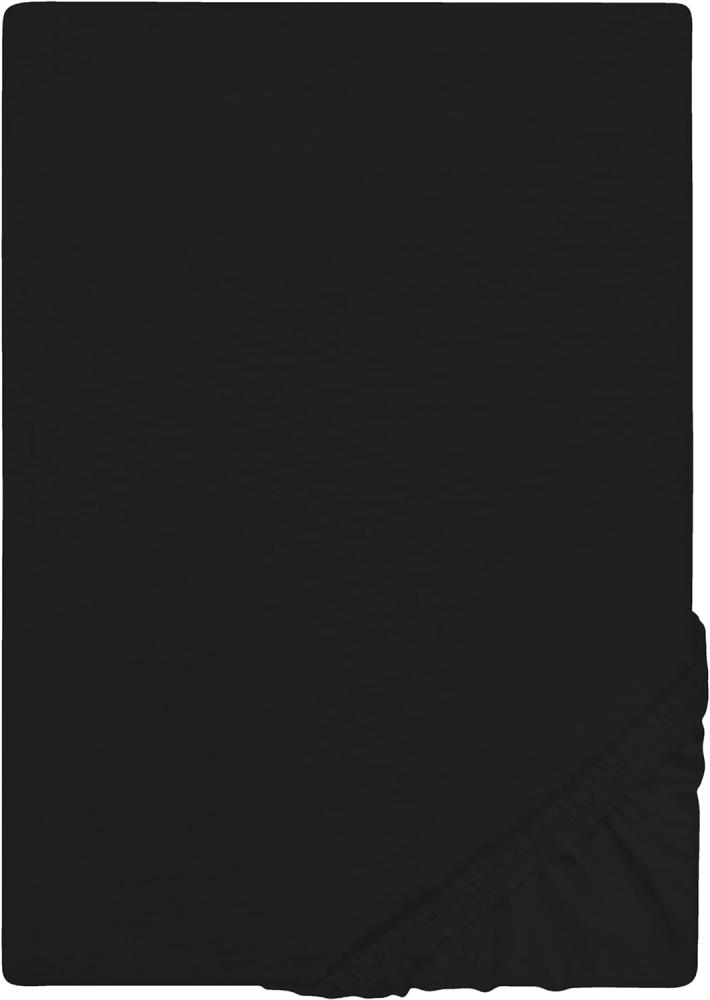 Castell 0077113 Jersey-Stretch Spannbetttuch (Matratzenhöhe max. 22 cm) (Baumwolle) 140x200 cm -> 160x200 cm, schwarz Bild 1