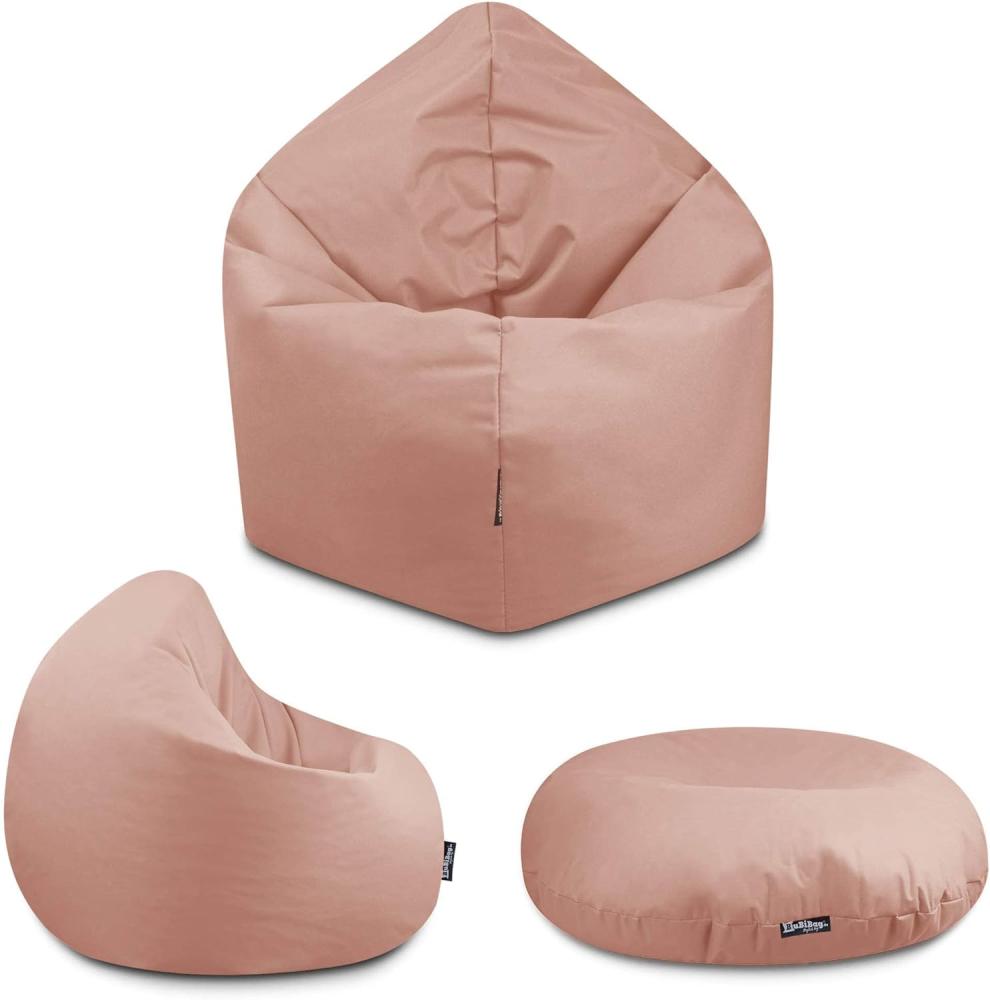 BuBiBag - 2in1 Sitzsack Bodenkissen - Outdoor Sitzsäcke Indoor Beanbag in 32 Farben und 4 Größen - Sitzkissen für Kinder und Erwachsene (Puderrosa-100 cm) Bild 1