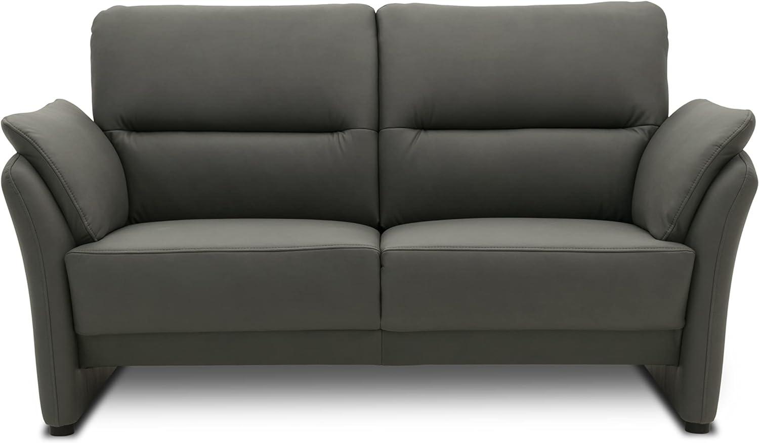 DOMO Collection Lascano 2 Sitzer, formschöner 2er Couch mit Federkern in Lederoptik, Sitzraster 60, Sofa, Garnitur, dunkelgrau, 152 cm Bild 1