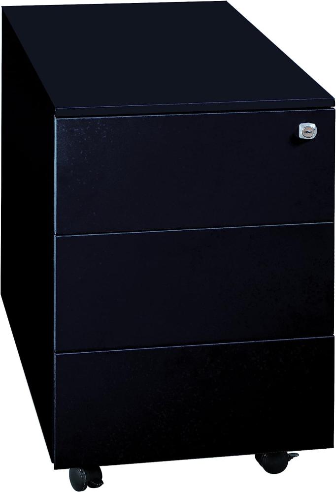 Stahl Büro Rollcontainer Bürocontainer Stahl-Abdeckplatte & 3 Schubladen Maße: 55 x 40 x 59 cm RAL 9005 Schwarz 505921 Bild 1