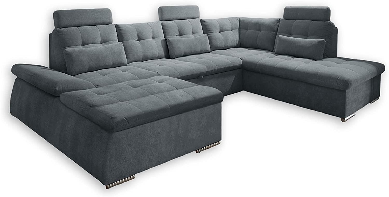 Couch NALO Sofa Schlafcouch Wohnlandschaft Bettsofa anthrazit grau U-Form rechts Bild 1