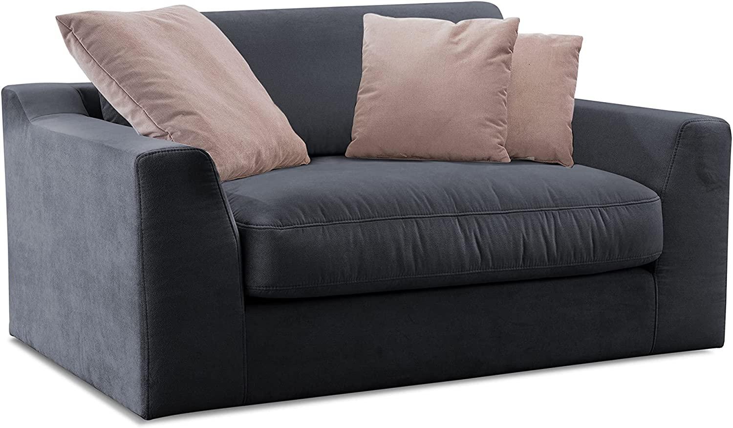 Cavadore Mini-Sofa Fiona / Kleine Couch, Loveseat für 1-2 Personen inkl. Rückenkissen / 161 x 90 x 112 / Hellgrau Bild 1