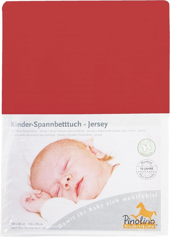 Pinolino 540002-5 - Spannbetttuch für Kinderbetten, Jersey, Orange Bild 1