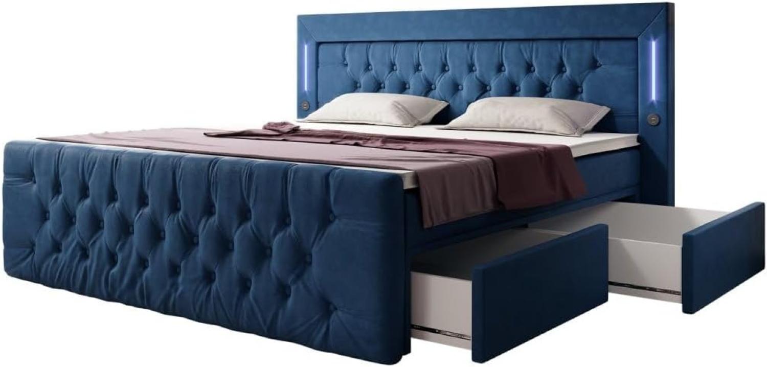 Boxspringbett Charme 160x200 H4 Blau Bild 1