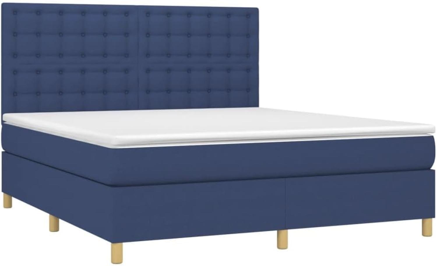 Boxspringbett mit Matratze & LED Blau 180x200 cm Stoff (Farbe: Blau) Bild 1