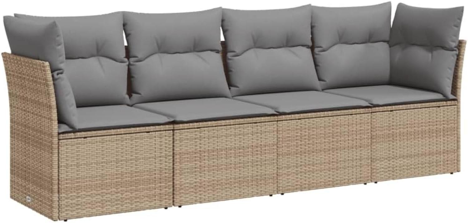 vidaXL 4-tlg. Garten-Sofagarnitur mit Kissen Beige Poly Rattan Bild 1